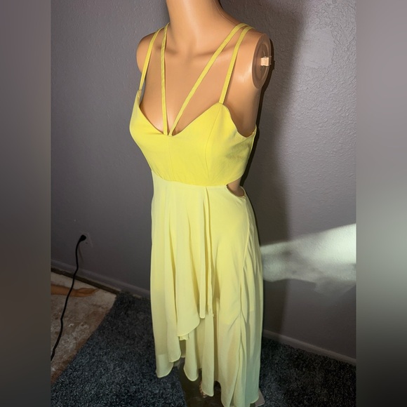 a'gaci Yellow Strappy High Low Dress - Picture 1 of 5